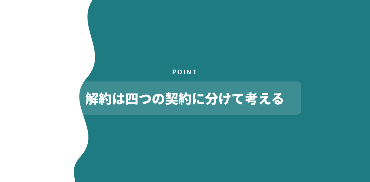 「解約は四つの契約に分けて考える」と書かれた記事内の見出し画像