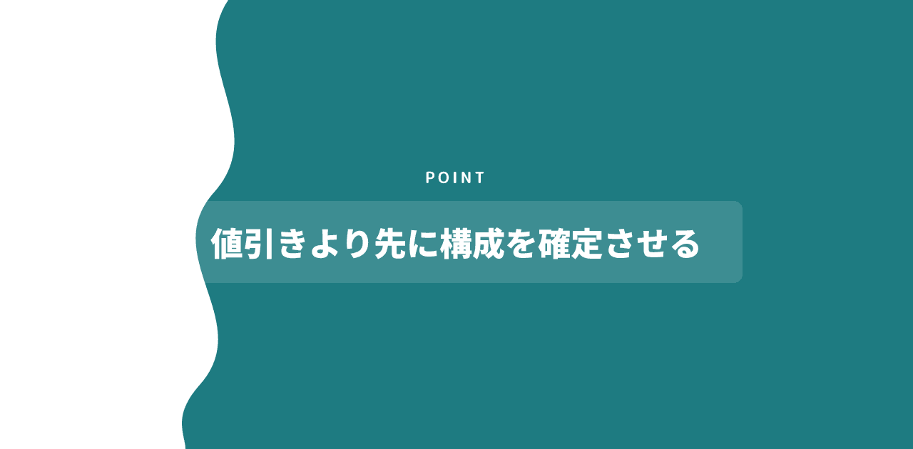 「値引きより先に構成を確定させる」と書かれた記事内の見出し画像